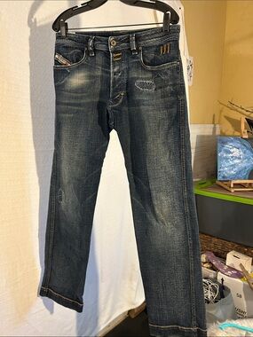 Diesel Straight Leg Jeans in Washed Blue
